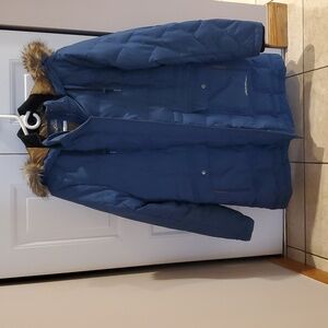 Eddie Bauer Down Large Quilted Valley Parka Faux Fur Hood